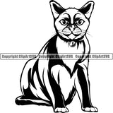 Burmese Cat Head Face Clipart SVG 02