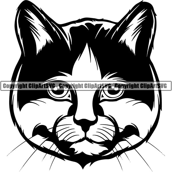 Calico Cat Head Face Clipart SVG 02