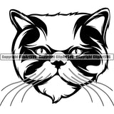 Persian Cat Breed Head Face ClipArt SVG