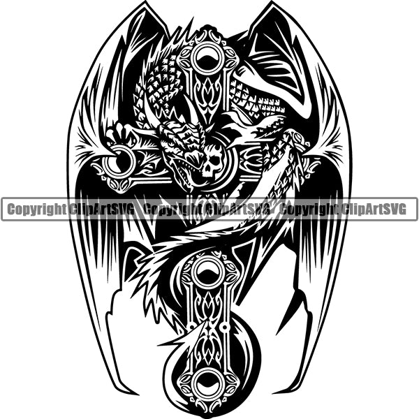 Dragon Cross Animal ClipArt SVG