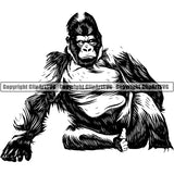 Gorilla Ape Monkey Primate Animal ClipArt SVG