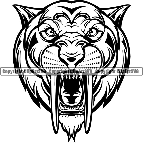 Tiger Sabertooth Animal ClipArt SVG