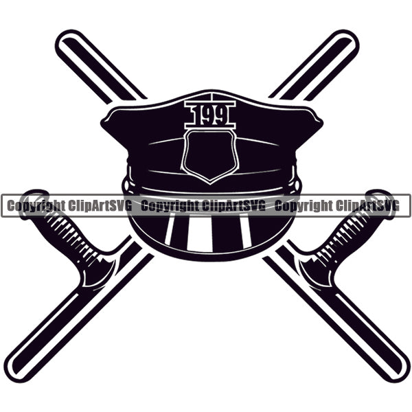 Occupation Police Officer Cop Logo Hat Night Stick Baton 2.jpg