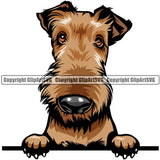 Airedale Dog Breed Peeking Color ClipArt SVG