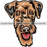 Airedale Dog Breed Head Color ClipArt SVG