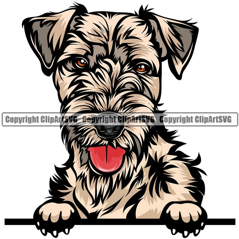 Airedale Dog Breed Peeking Color ClipArt SVG