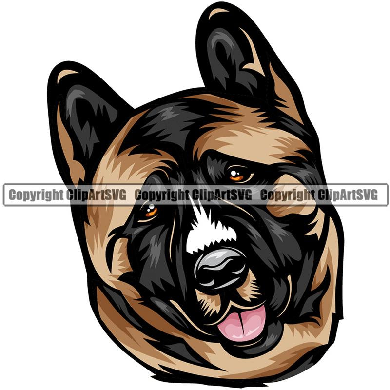 Akita Dog Breed Head Color ClipArt SVG