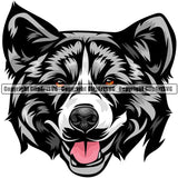 Akita Dog Breed Head Color ClipArt SVG
