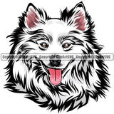 American Eskimo Dog Breed Head Color ClipArt SVG