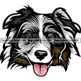 Australian Shepherd Dog Breed Head Color ClipArt SVG