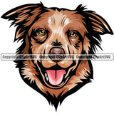 Australian Shepherd Dog Breed Head Color ClipArt SVG