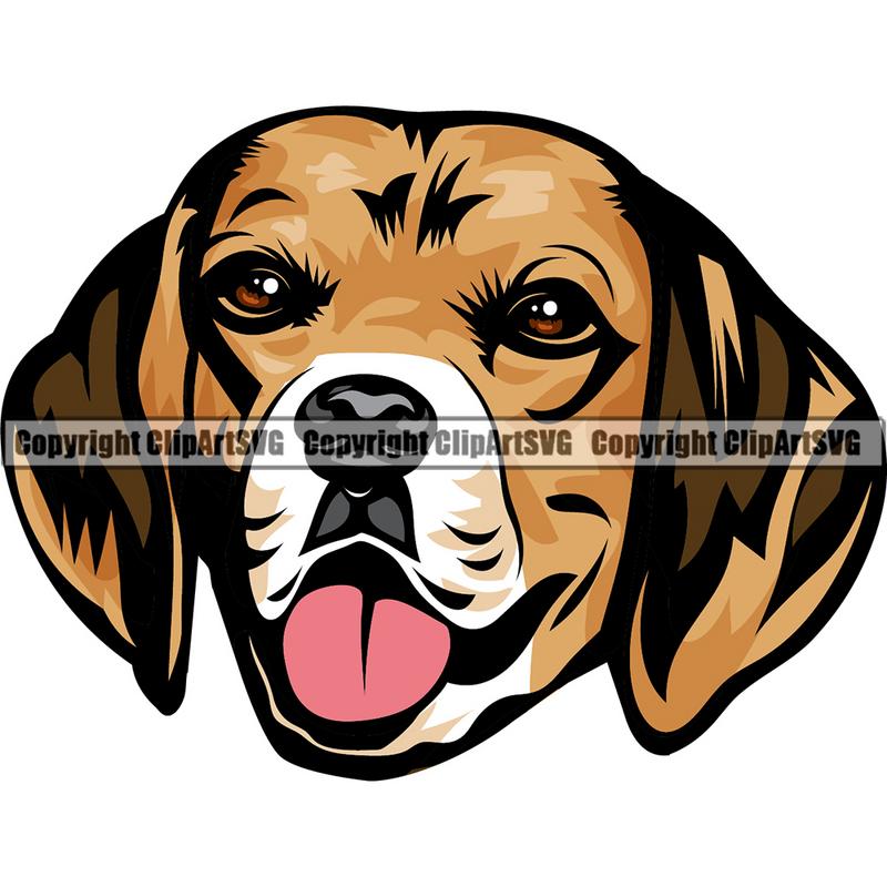 Beagle Dog Breed Head Color ClipArt SVG