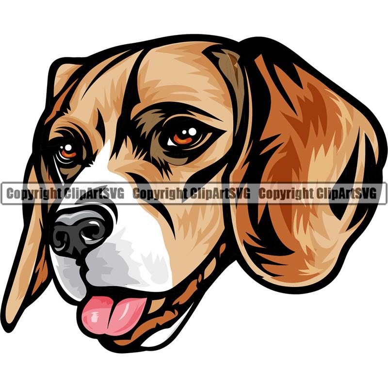 Beagle Dog Breed Head Color ClipArt SVG