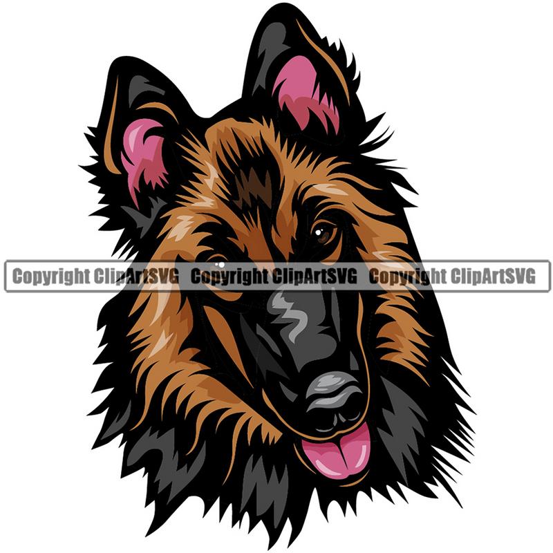 Belgian Shepherd Dog Breed Head Color ClipArt SVG
