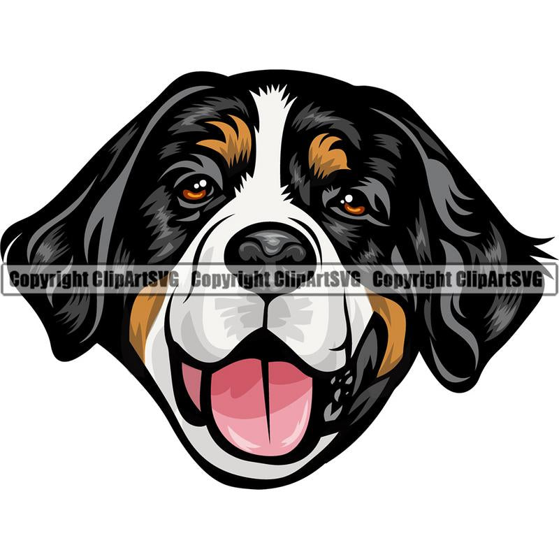 Bernese Mountain Dog Breed Head Color ClipArt SVG