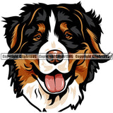 Bernese Mountain Dog Breed Head Color ClipArt SVG