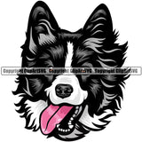 Border Collie Dog Breed Head Color ClipArt SVG