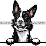 Border Collie Dog Breed Peeking Color ClipArt SVG