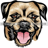Border Terrier Dog Breed Head Color ClipArt SVG