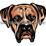 Boxer Dog Breed Head Color ClipArt SVG