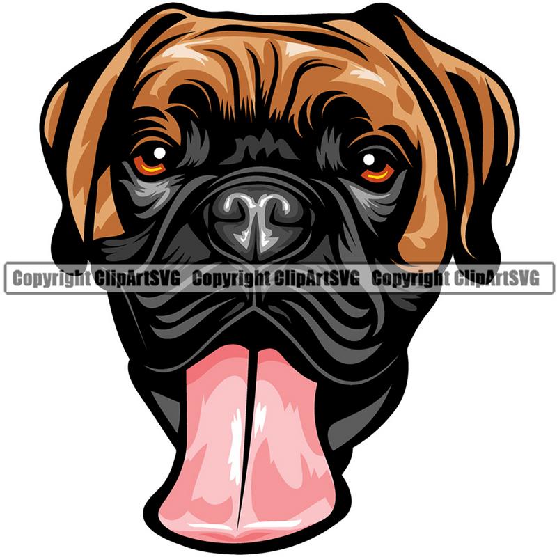 Boxer Dog Breed Head Color ClipArt SVG