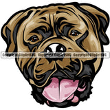 Bull Mastiff Dog Breed Head Color ClipArt SVG