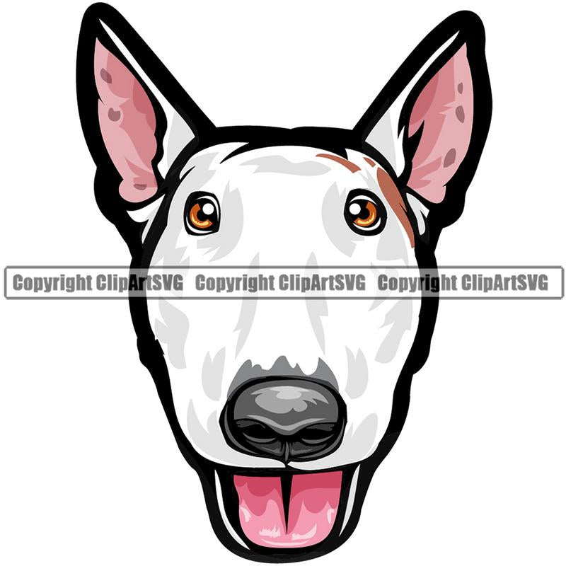 Bull Terrier Dog Breed Head Color ClipArt SVG