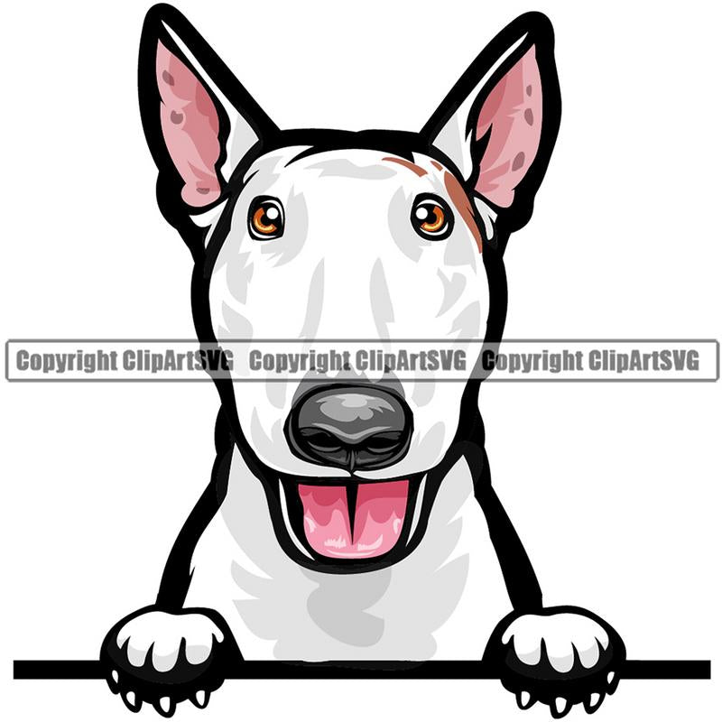 Bull Terrier Dog Breed Peeking Color ClipArt SVG