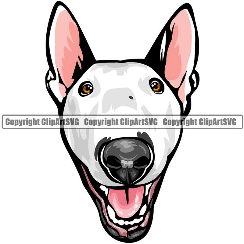 Bull Terrier Dog Breed Head Color ClipArt SVG