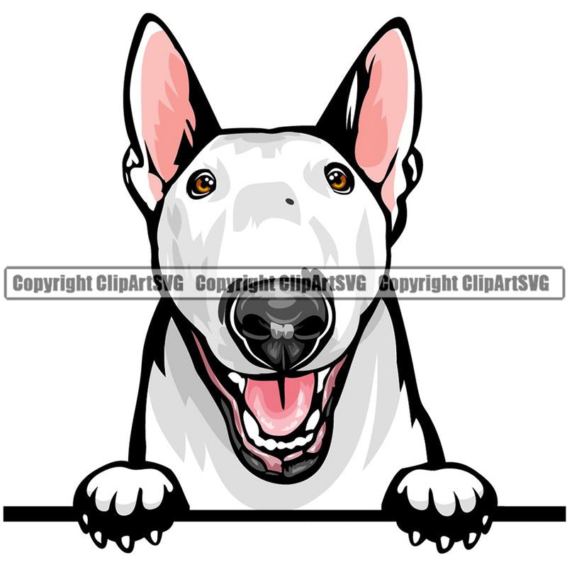 Bull Terrier Dog Breed Peeking Color ClipArt SVG