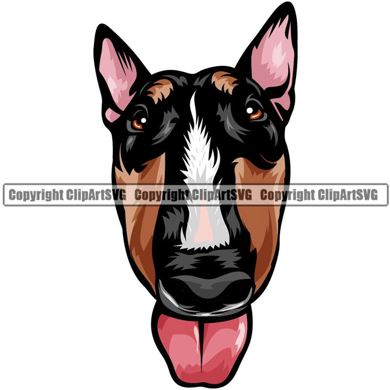 Bull Terrier Dog Breed Head Color ClipArt SVG