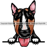 Bull Terrier Dog Breed Peeking Color ClipArt SVG