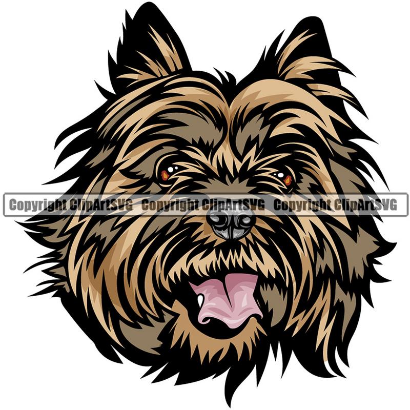 Cairn Terrier Dog Breed Head Color ClipArt SVG