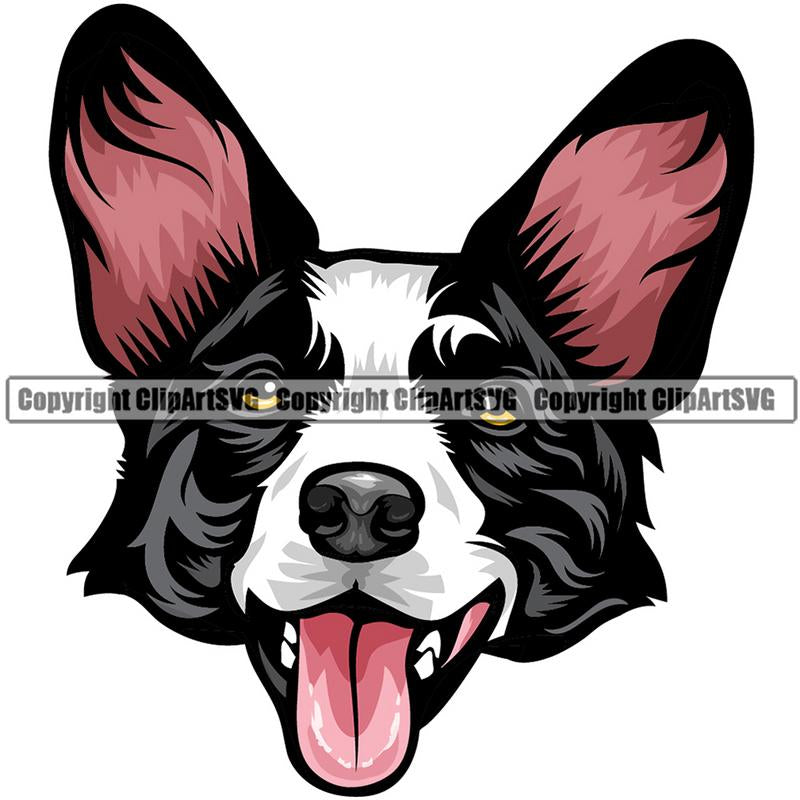 Cardigan Welsh Corgi Dog Breed Head Color ClipArt SVG