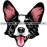 Cardigan Welsh Corgi Dog Breed Head Color ClipArt SVG