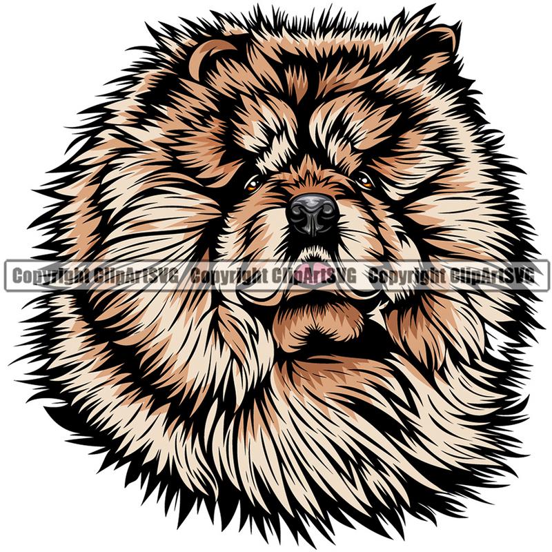 Chow Chow Dog Breed Head Color ClipArt SVG