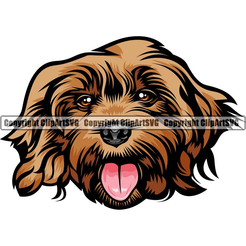 Cockapoo Dog Breed Head Color ClipArt SVG