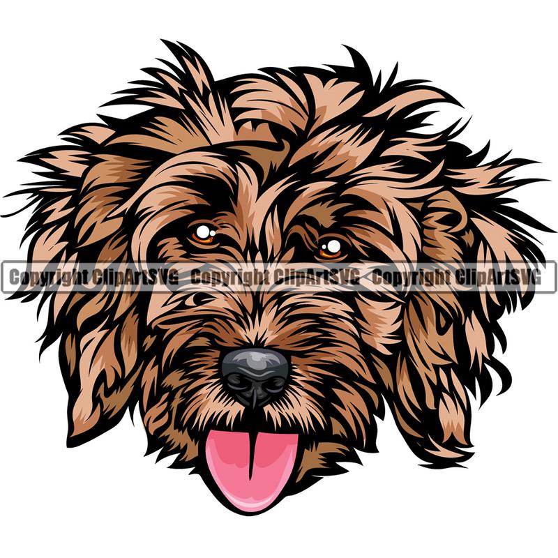 Cockapoo Dog Breed Head Color ClipArt SVG