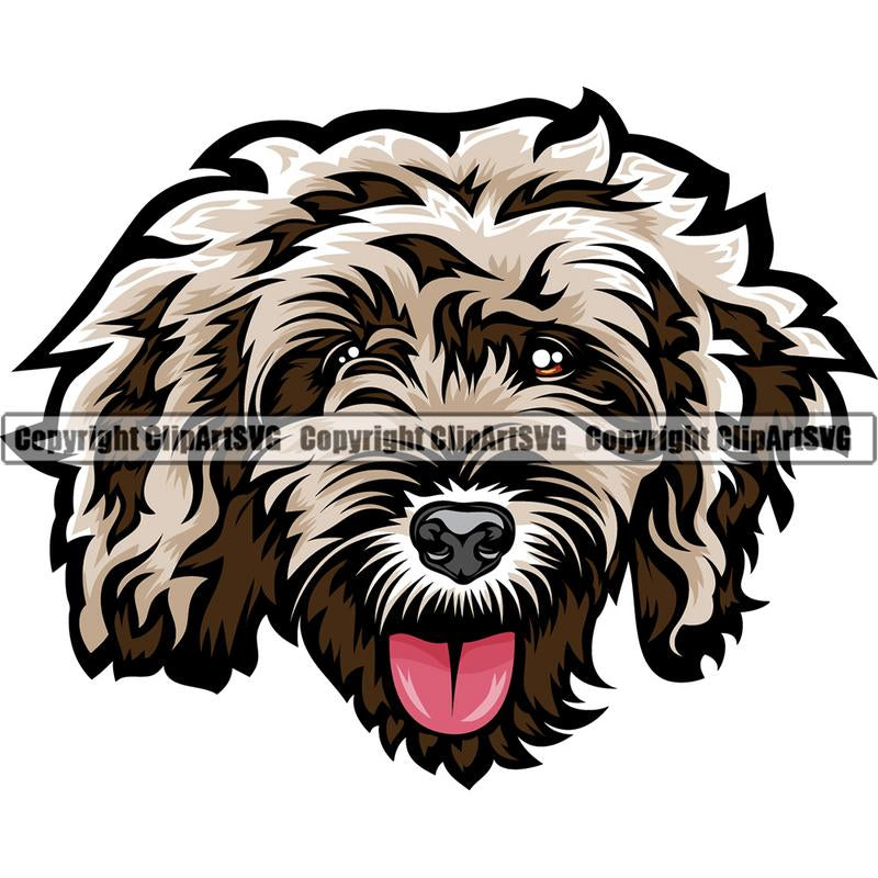 Cockapoo Dog Breed Head Color ClipArt SVG