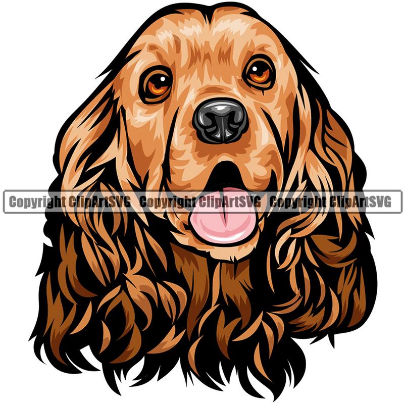 Cocker Spaniel Dog Breed Head Color ClipArt SVG