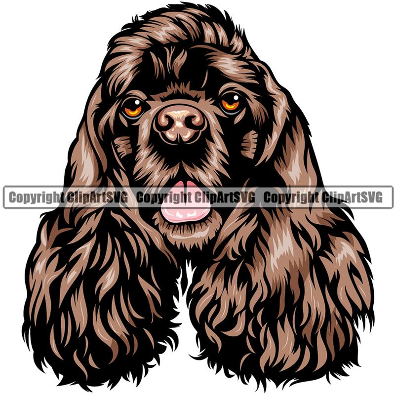Cocker Spaniel Dog Breed Head Color ClipArt SVG