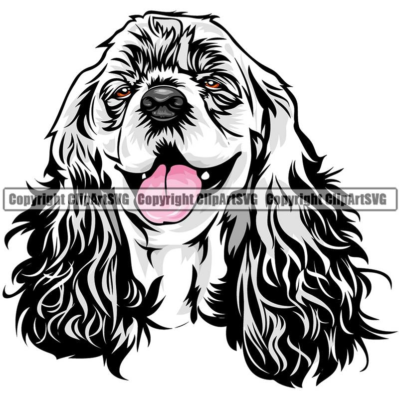Cocker Spaniel Dog Breed Head Color ClipArt SVG