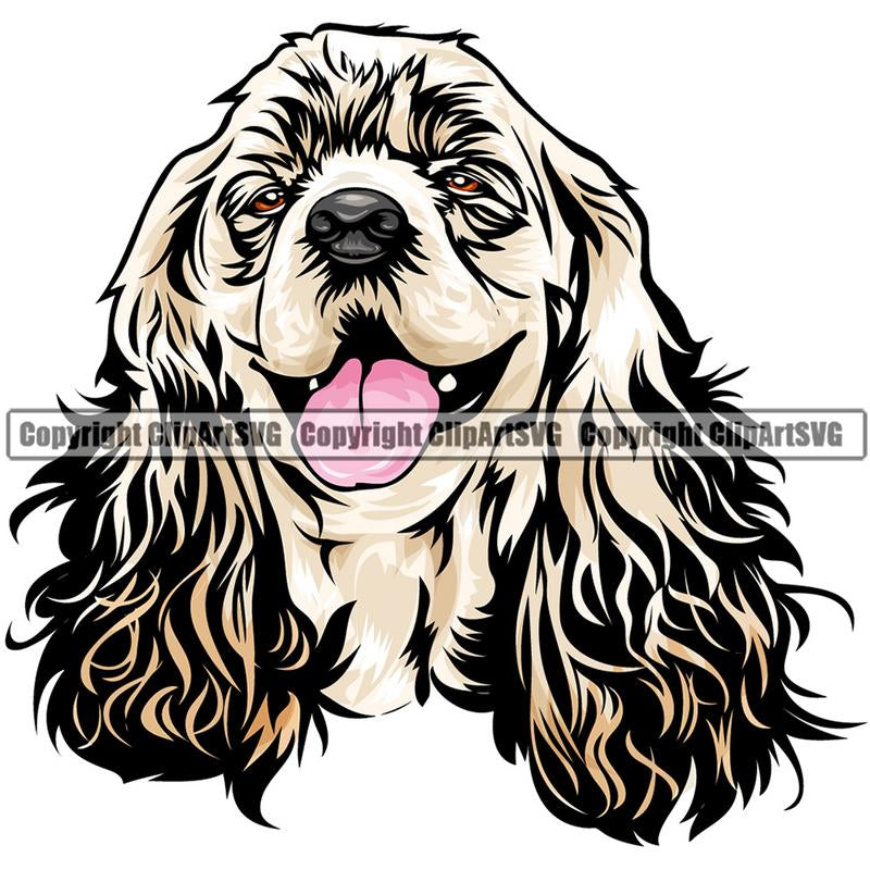 Cocker Spaniel Dog Breed Head Color ClipArt SVG