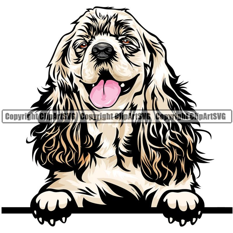 Cocker Spaniel Dog Breed Peeking Color ClipArt SVG