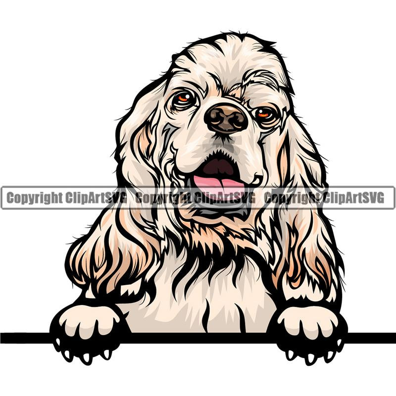 Cocker Spaniel Dog Breed Peeking Color ClipArt SVG