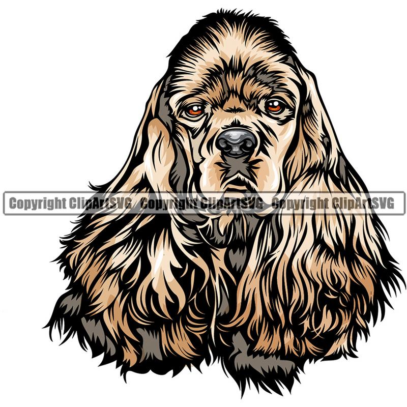 Cocker Spaniel Dog Breed Head Color ClipArt SVG