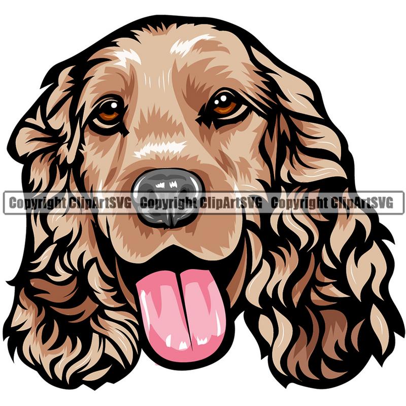 Cocker Spaniel Dog Breed Head Color ClipArt SVG