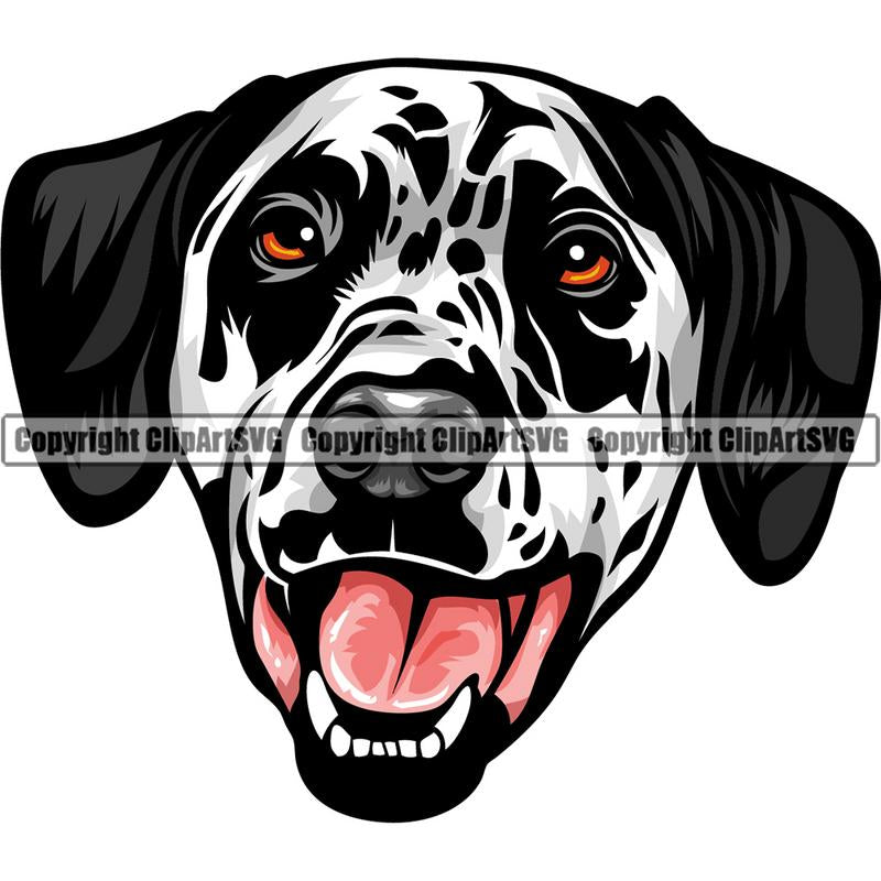 Dalmatian Dog Breed Head Color ClipArt SVG