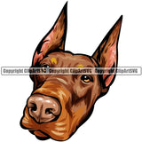 Doberman Dog Breed Head Color ClipArt SVG