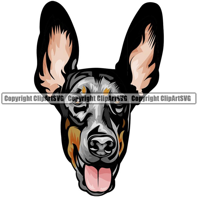 Doberman Dog Breed Head Color ClipArt SVG
